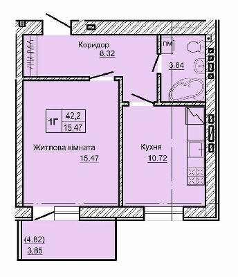 1-комнатная 42.2 м² в ЖК Новоградский от 14 400 грн/м², г. Новоград-Волынский
