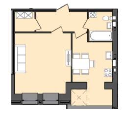 1-комнатная 44.84 м² в ЖК Grand City Dombrovskyi от 13 500 грн/м², Житомир