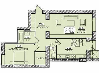 2-кімнатна 73.62 м² в ЖК Західний від 16 500 грн/м², Вінниця