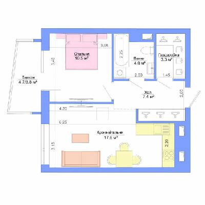 1-кімнатна 46.6 м² в ЖК Legenda від 17 250 грн/м², Запоріжжя