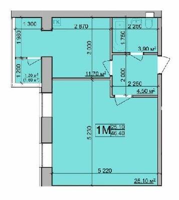 1-комнатная 46.4 м² в ЖК Зоря от застройщика, Винница