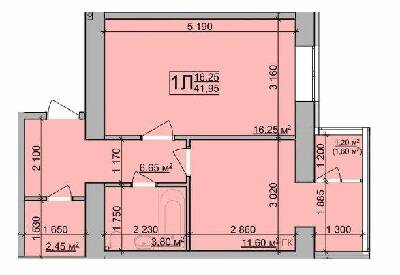 1-комнатная 41.95 м² в ЖК Зоря от застройщика, Винница