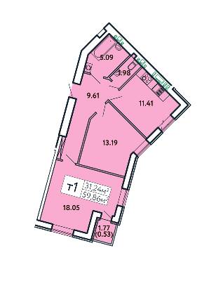 2-кімнатна 59.86 м² в ЖК Comfort City від 37 000 грн/м², Запоріжжя