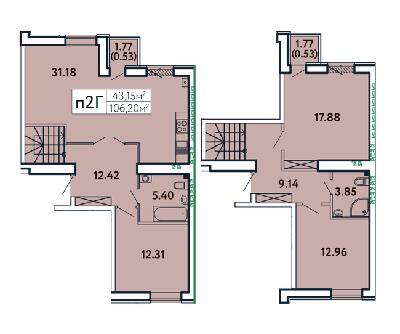 Дворівнева 106.2 м² в ЖК Comfort City від 20 000 грн/м², Запоріжжя