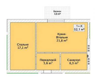 1-кімнатна 52.1 м² в ЖК по пров. Сквозний, 31 від 23 050 грн/м², Вінниця