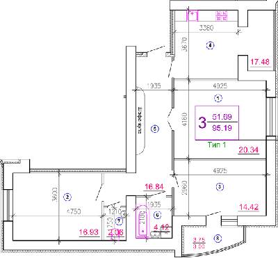 3-комнатная 95.19 м² в ЖМ Подолье от 18 800 грн/м², Винница