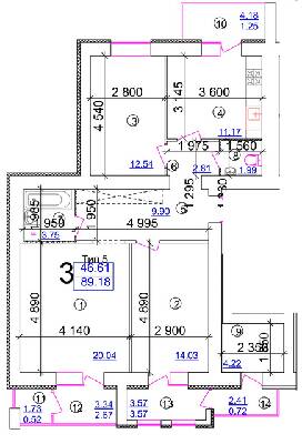 3-комнатная 82.79 м² в Мкрн Академический от 16 500 грн/м², Винница
