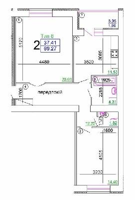 2-комнатная 69.27 м² в Мкрн Академический от 15 250 грн/м², Винница