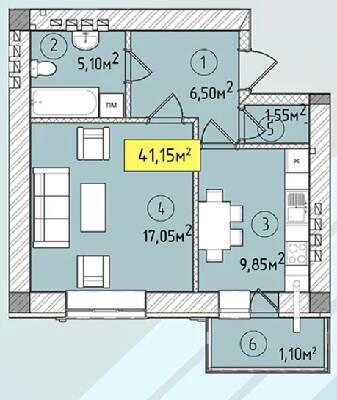 1-кімнатна 41.15 м² в ЖК Modern від 20 300 грн/м², Ужгород