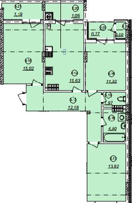 3-кімнатна 79.15 м² в ЖК Авангард від 14 800 грн/м², Ужгород