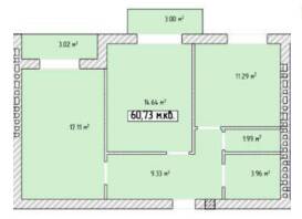 2-кімнатна 60.73 м² в ЖК Паннонія від 28 900 грн/м², Ужгород