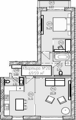 2-кімнатна 69.59 м² в ЖК Парковий від 19 150 грн/м², Ужгород