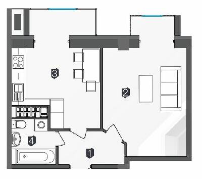 1-кімнатна 42 м² в ЖК Manhattan від забудовника, Івано-Франківськ