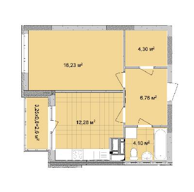 1-кімнатна 46.27 м² в ЖК Традиція від 31 650 грн/м², Київ