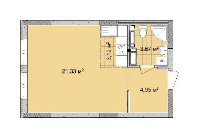 Студія 33.14 м² в ЖК Традиція від 31 650 грн/м², Київ