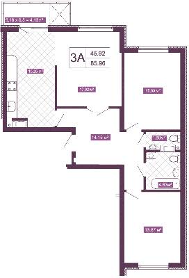 3-комнатная 85.96 м² в ЖК Голосеевский от 28 450 грн/м², Киев