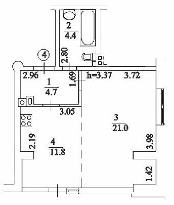 1-кімнатна 41.9 м² в ЖК Comfort Club від 39 300 грн/м², Київ