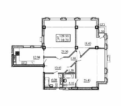 3-кімнатна 110.2 м² в КБ На Соловцова від 73 400 грн/м², Київ
