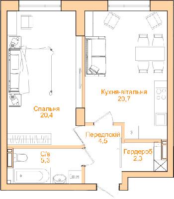 1-кімнатна 53.12 м² в ЖК Новопечерский Квартал №5 від забудовника, Київ