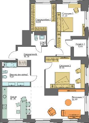 3-кімнатна 112.22 м² в ЖК Resident Concept House від 69 600 грн/м², Київ