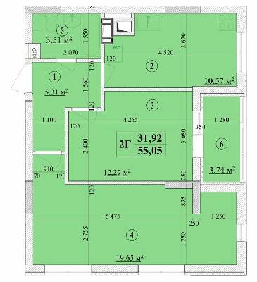 2-кімнатна 55.05 м² в ЖК Будинок на Волошина від 27 400 грн/м², Київ
