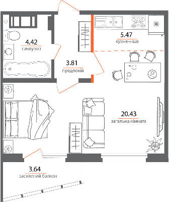1-комнатная 37.04 м² в ЖК Welcome Home на Стеценко от 30 000 грн/м², Киев