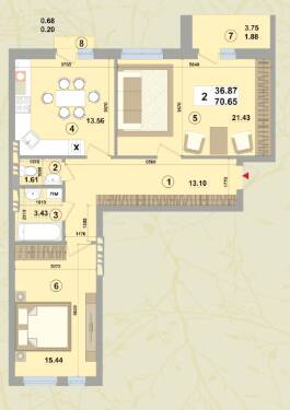 2-кімнатна 70.65 м² в ЖК Forest Park від забудовника, Київ