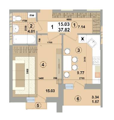 1-кімнатна 37.82 м² в ЖК Forest Park від 21 000 грн/м², Київ