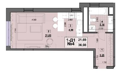 1-кімнатна 36.08 м² в ЖК Клубний від 28 500 грн/м², Київ