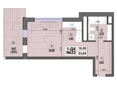 1-кімнатна 33.69 м² в ЖК Клубний від 28 500 грн/м², Київ