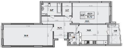 2-комнатная 95.12 м² в ЖК Русановская Гавань от 28 700 грн/м², Киев