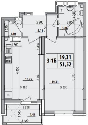 1-комнатная 51.52 м² в ЖК Русановская Гавань от 34 500 грн/м², Киев