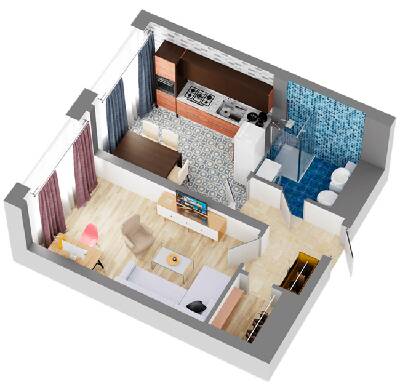 1-кімнатна 38.95 м² в ЖК DOCK32 від 44 650 грн/м², Київ