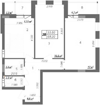 2-кімнатна 69.3 м² в КБ Podilsky від забудовника, Київ