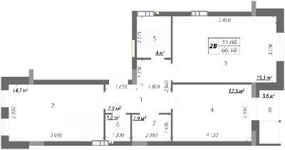 2-кімнатна 66.1 м² в КБ Podilsky від забудовника, Київ