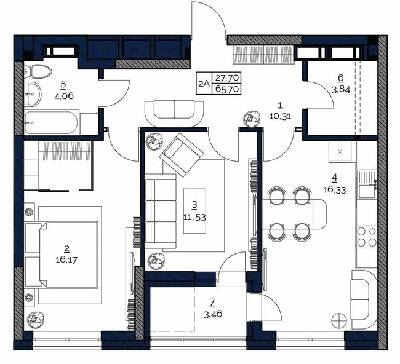 2-кімнатна 65.7 м² в ЖК POLARIS Home&Plaza від 25 338 грн/м², Київ