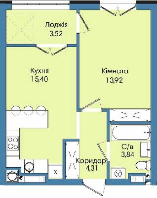 1-комнатная 40.99 м² в ЖК Washington City от 18 800 грн/м², Львов