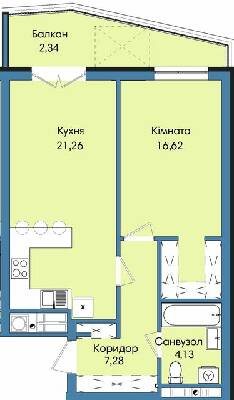 1-комнатная 51.63 м² в ЖК Washington City от 23 000 грн/м², Львов