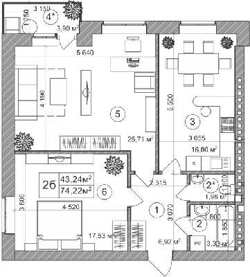 2-комнатная 74.22 м² в КД Greenwood от 29 400 грн/м², Киев