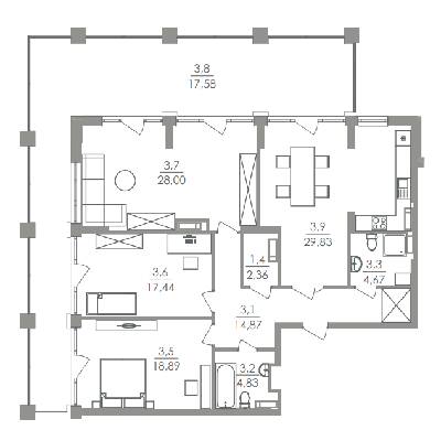 3-кімнатна 138.47 м² в ЖК Greenville на Печерську від 39 950 грн/м², Київ