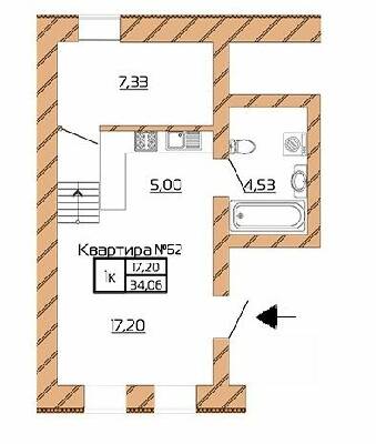 1-комнатная 34.06 м² в КД Corner от застройщика, Киев
