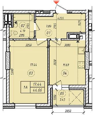 1-комнатная 44.66 м² в ЖК LookyanSky от 42 000 грн/м², Киев