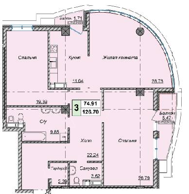 3-кімнатна 126.7 м² в КБ Малевича, 48 від 50 000 грн/м², Київ