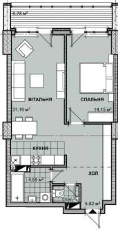 2-кімнатна 64.01 м² в ЖК Берестейський від забудовника, Київ