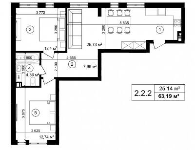 2-кімнатна 63.19 м² в ЖК Struetinsky Residence від 76 800 грн/м², Київ
