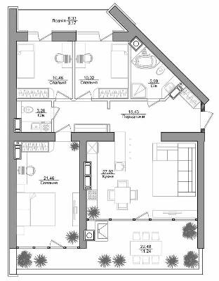 3-кімнатна 108.97 м² в ЖК Лісова казка від забудовника, Київ