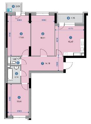 3-кімнатна 91.71 м² в ЖК Campus від 23 800 грн/м², Київ