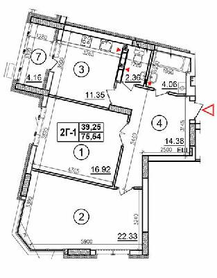 2-кімнатна 75.54 м² в ЖК Еврика від забудовника, Київ