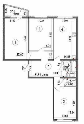 3-кімнатна 85.04 м² в ЖК Еврика від забудовника, Київ