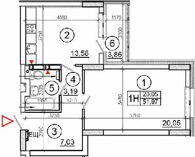 1-кімнатна 51.97 м² в ЖК Еврика від забудовника, Київ
